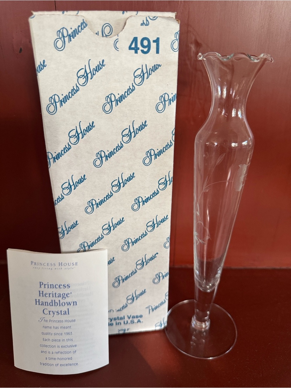Princess Heritage Handblown Crystal Bud Vase